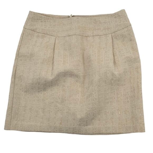 Merona Skirt Women's Size 10 Metallic Gold Back Zipper A-Line Mini Peated Pencil - Picture 3 of 8